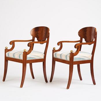 A pair of Swedish Empire armchairs, Stockholm, 1820s.