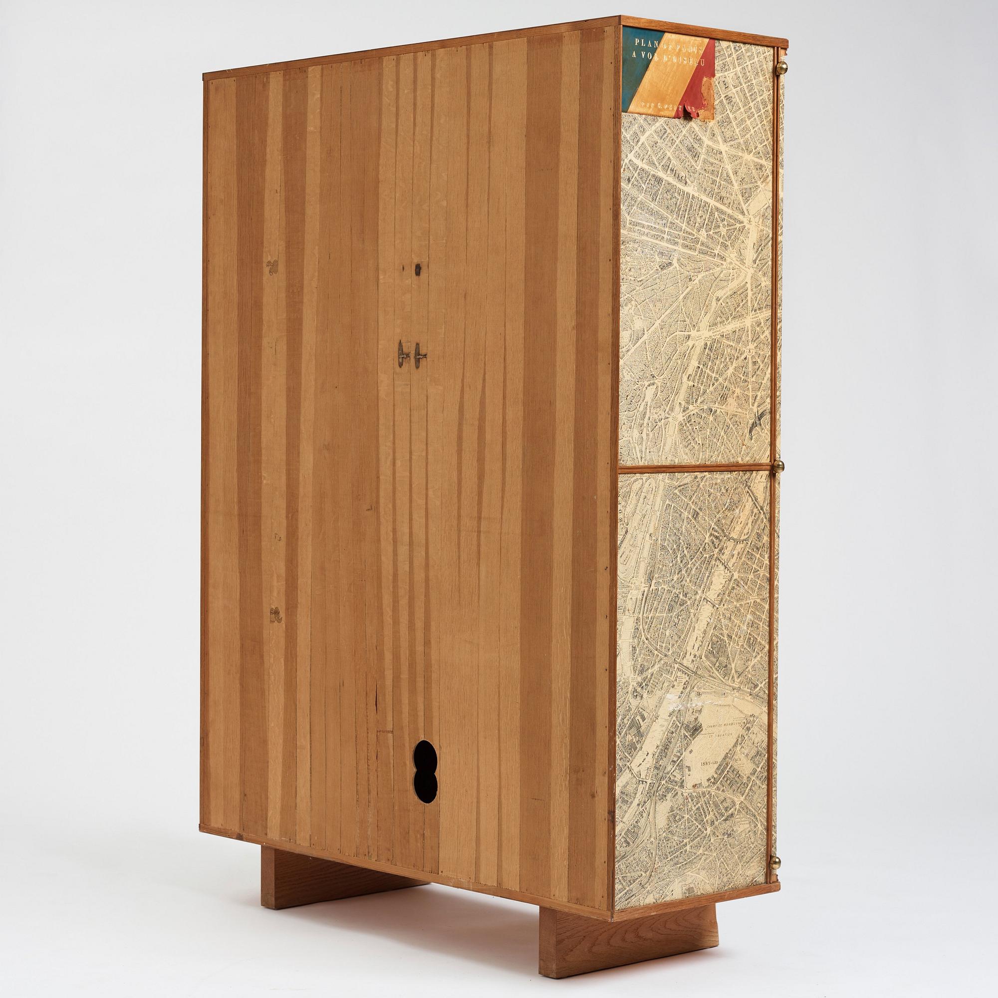 Josef Frank, a cabinet covered with Georges Peltier's 'Plan de Paris à vol d'oiseau', Svenskt Tenn, Stockholm, probably ca 1937-43.
