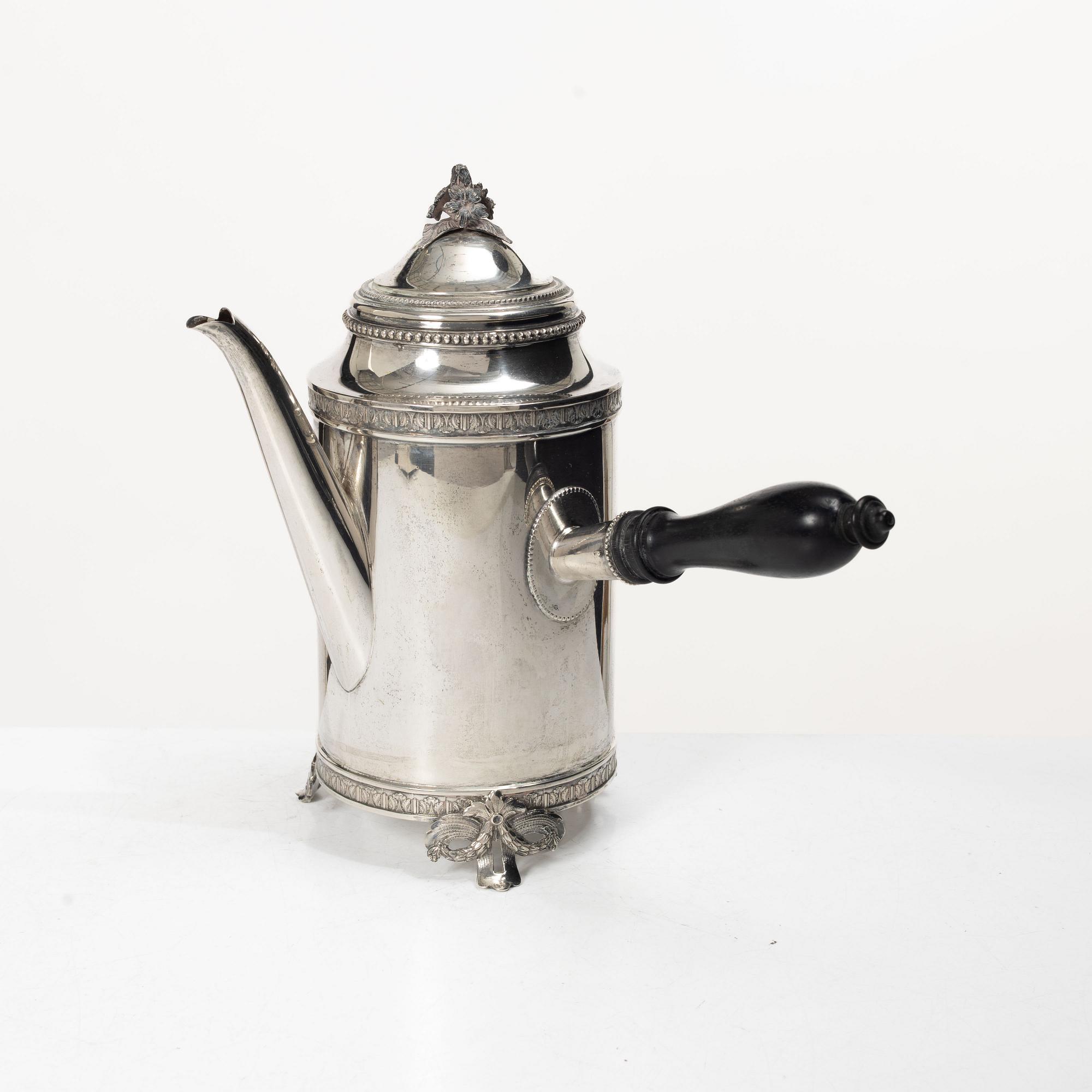 C.G. Hallberg, Coffee pot, silver, Gustavian style, Stockholm 1930.