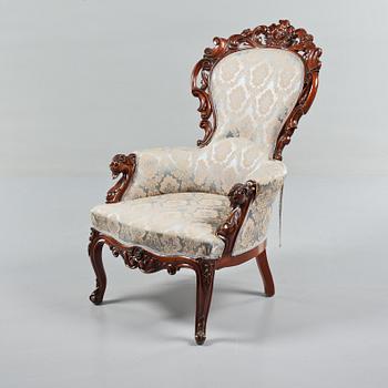 FÅTÖLJ, nyrokoko, 1800-talets andra hälft.