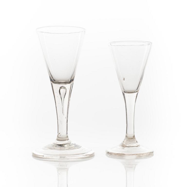 Spetsglas, 4 st, Sverige, 1700-tal.