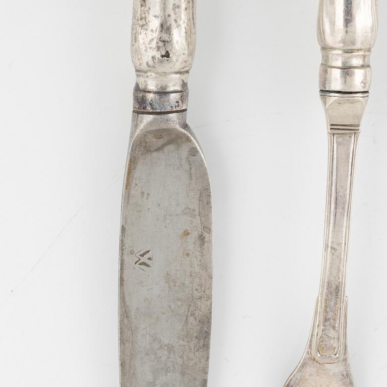 Isak Trybom, bestick, 15 st, silver, Rokoko, Stockholm, bl a 1770.