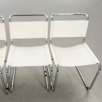 A set of four Italien chrome and leather chairs later part of the 20th century.