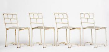 Carl Hörvik, a garden furniture set, a table and four chairs, possibly produced by Thulins vagnfabrik, Skillingaryd, Sweden.