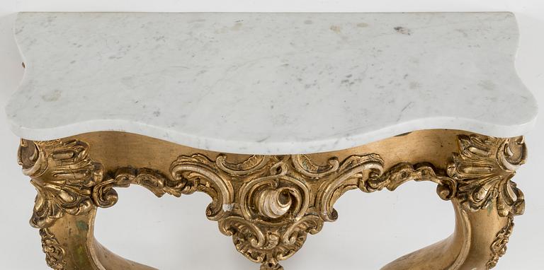 A mirror and console table, second half 20th century.