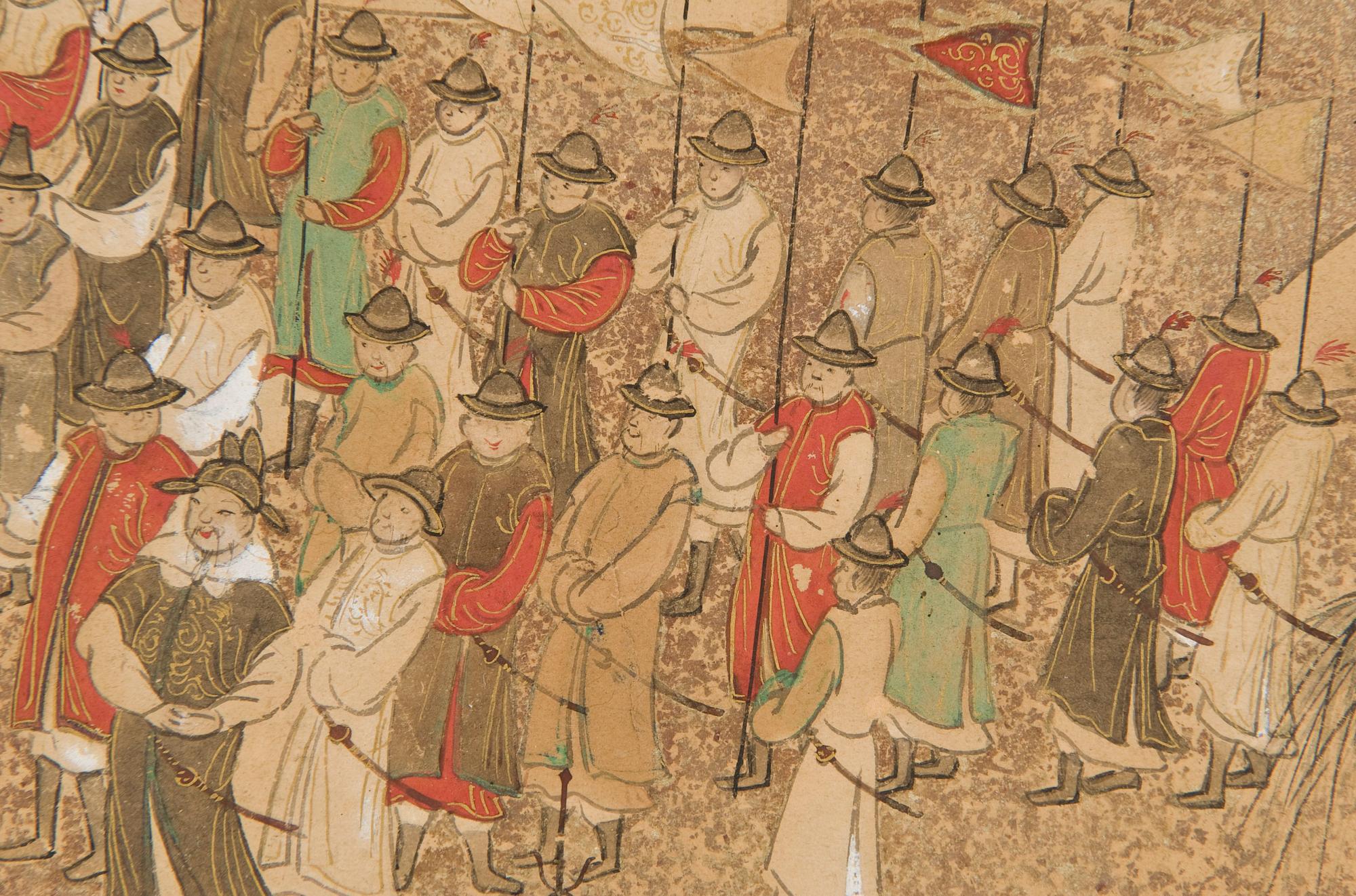 VIKSKÄRM, sex delar, tusch och akvarell på papper. Okänd Japansk konstnär, troligen 1600-tal.