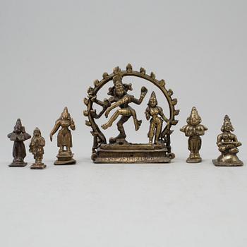 A group of six deities, India, circa 1900.