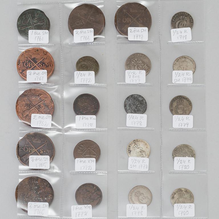 SAMLING MYNT, 40 stycken, Sverige, 15-1700-tal.