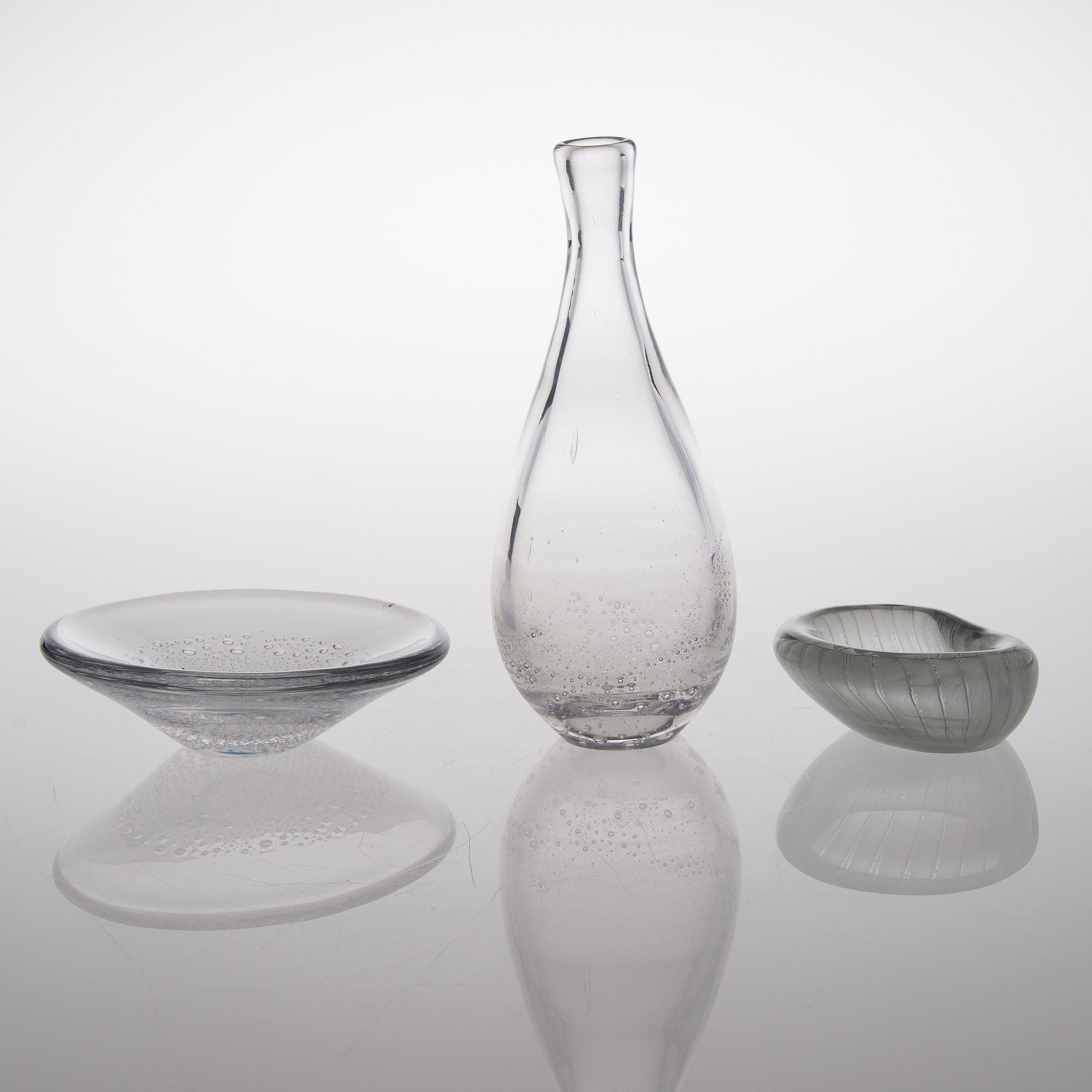 KAJ FRANCK, 3 pcs, Iittala and Nuutajärvi, signed.