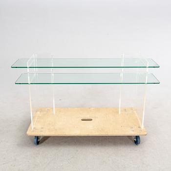 A late 20th century plexi and glass sideboard.