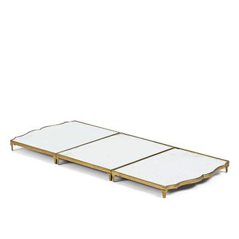 181. A Gustavian three-piece brass and glass surtout de table, Stockholm, later part 18th century.