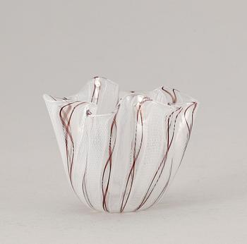 NÄSDUKSSKÅL, glas, troligen Venini, Murano, 1950-tal.