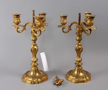 KANDELABRAR, ett par, nyrokoko, 1800/1900-tal.