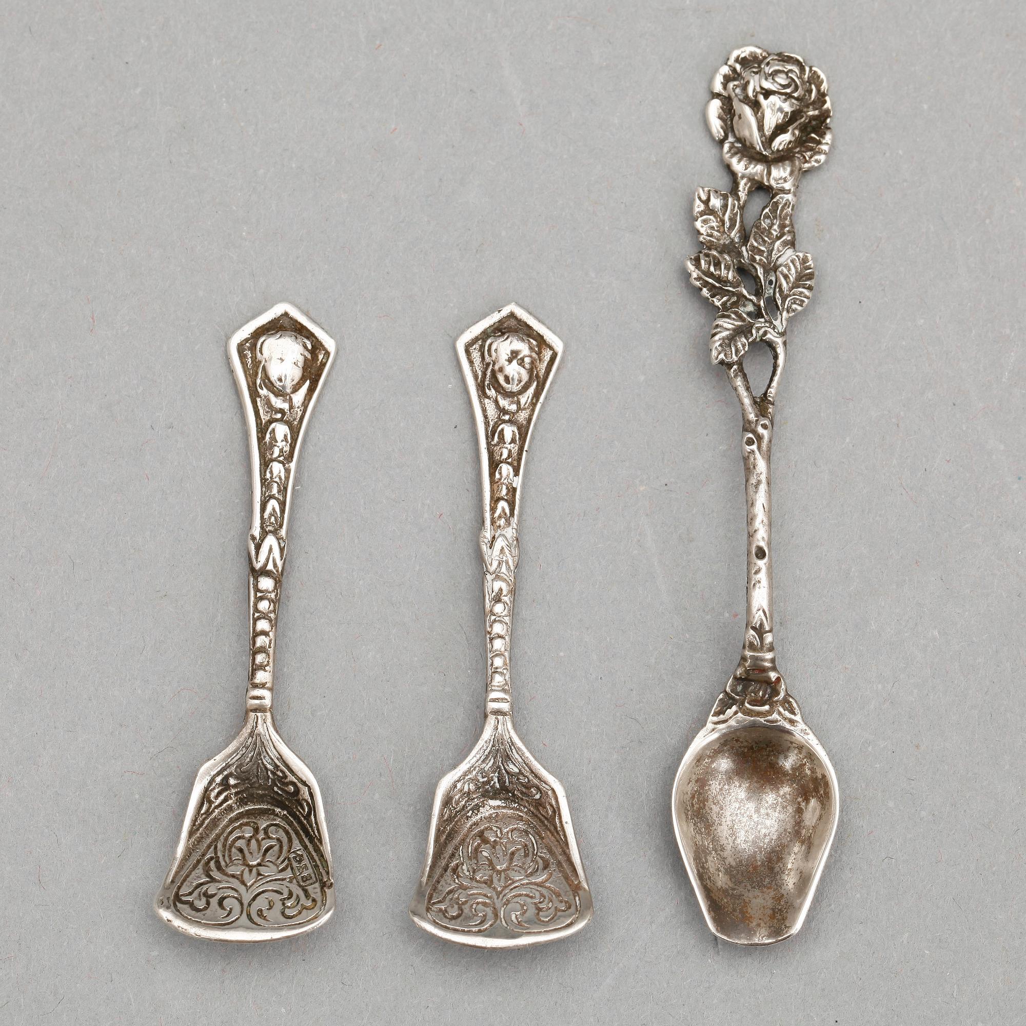 SALTKAR, 2+1, silver, importstämplar, 1800-tal.