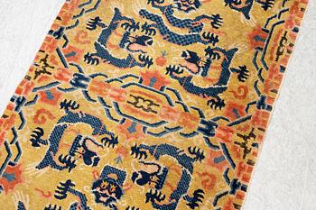 A Chinese antique Ningxia rug, late Qing dynasty, c. 128 x 67 cm.