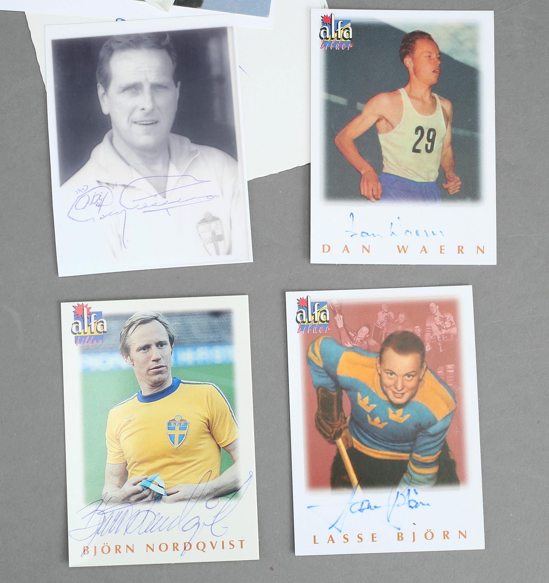 IDROTTSAUTOGRAFER, 28 st, bla 14 olympier, Sir Robert Charlton, Bo Lindman, Magda Julin, Juan A. Samaranch.