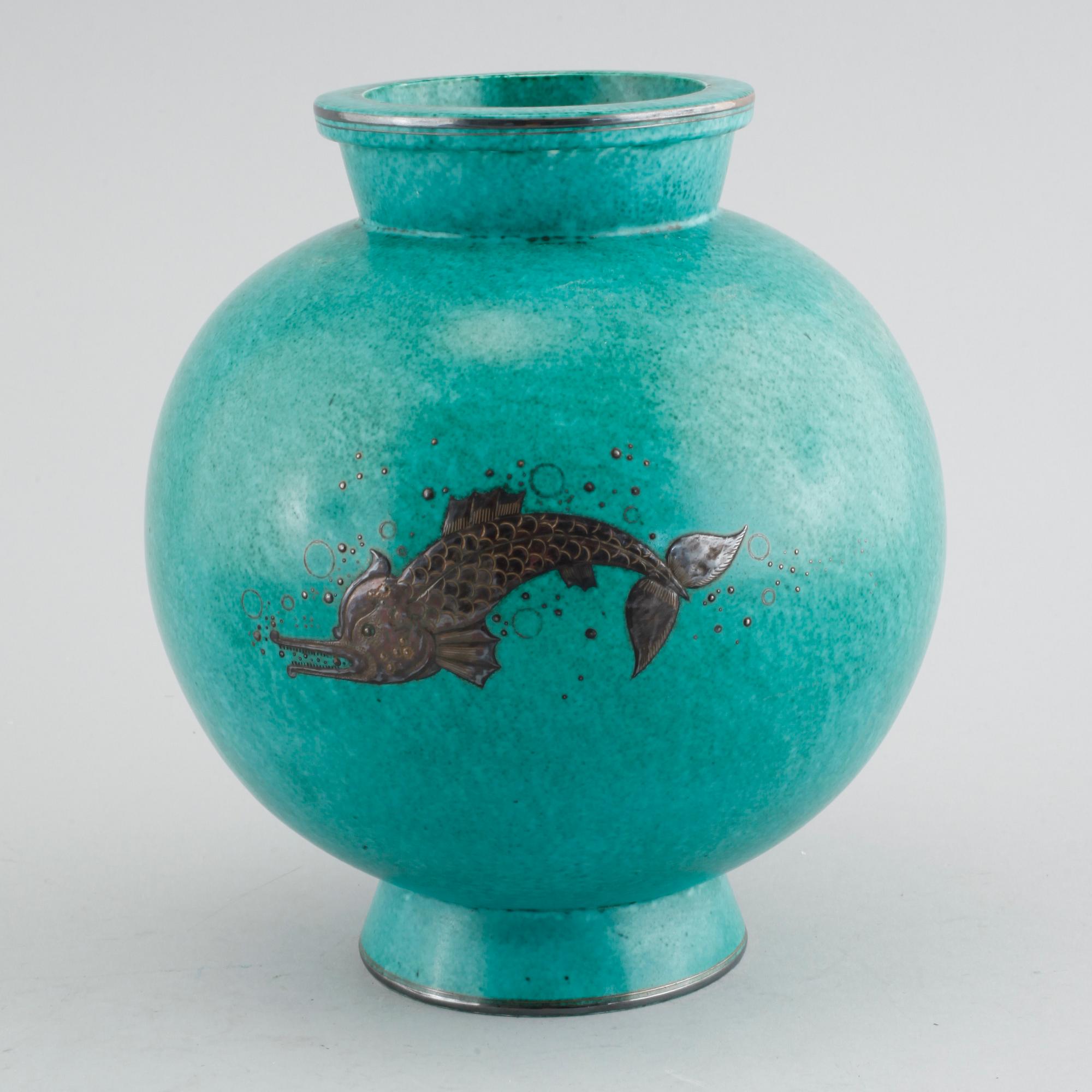 WILHELM KÅGE, vas, stengods, "Argenta", Gustavsberg, 1900-tal.