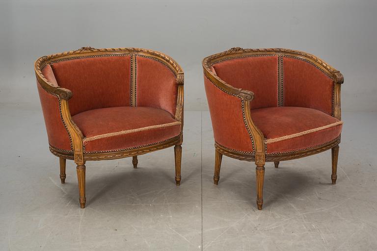 SALONGSMÖBLEMANG, 3 delar, gustaviansk stil, 1900-talets början.