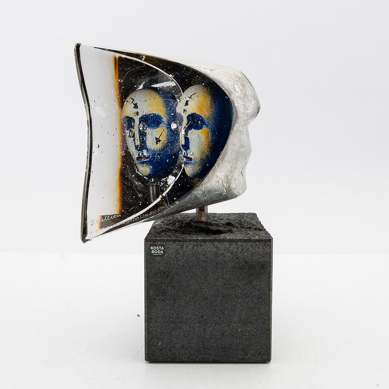 Bertil Vallien, sculpture, glass, "Janus" Limited Edition, Kosta Boda.