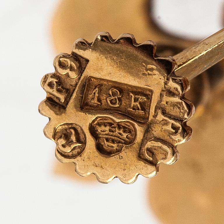 Armband/armbandsur, örhängen och brosch, 18K guld, ametister, syntetiska korunder och odalde pärlor.