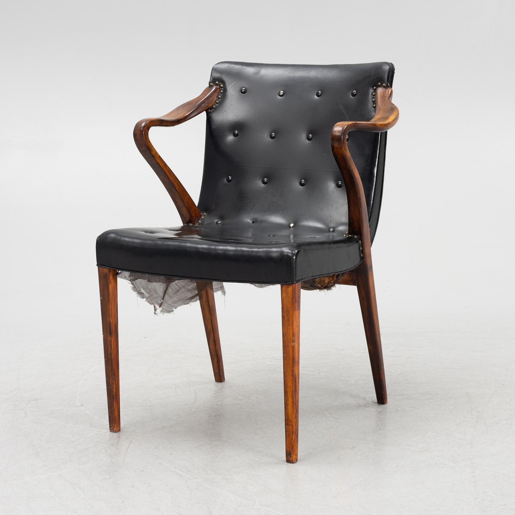 Axel Larsson, karmstol, modell "1208", Svenska Möbelfabrikerna Bodafors, 1930/40-tal.