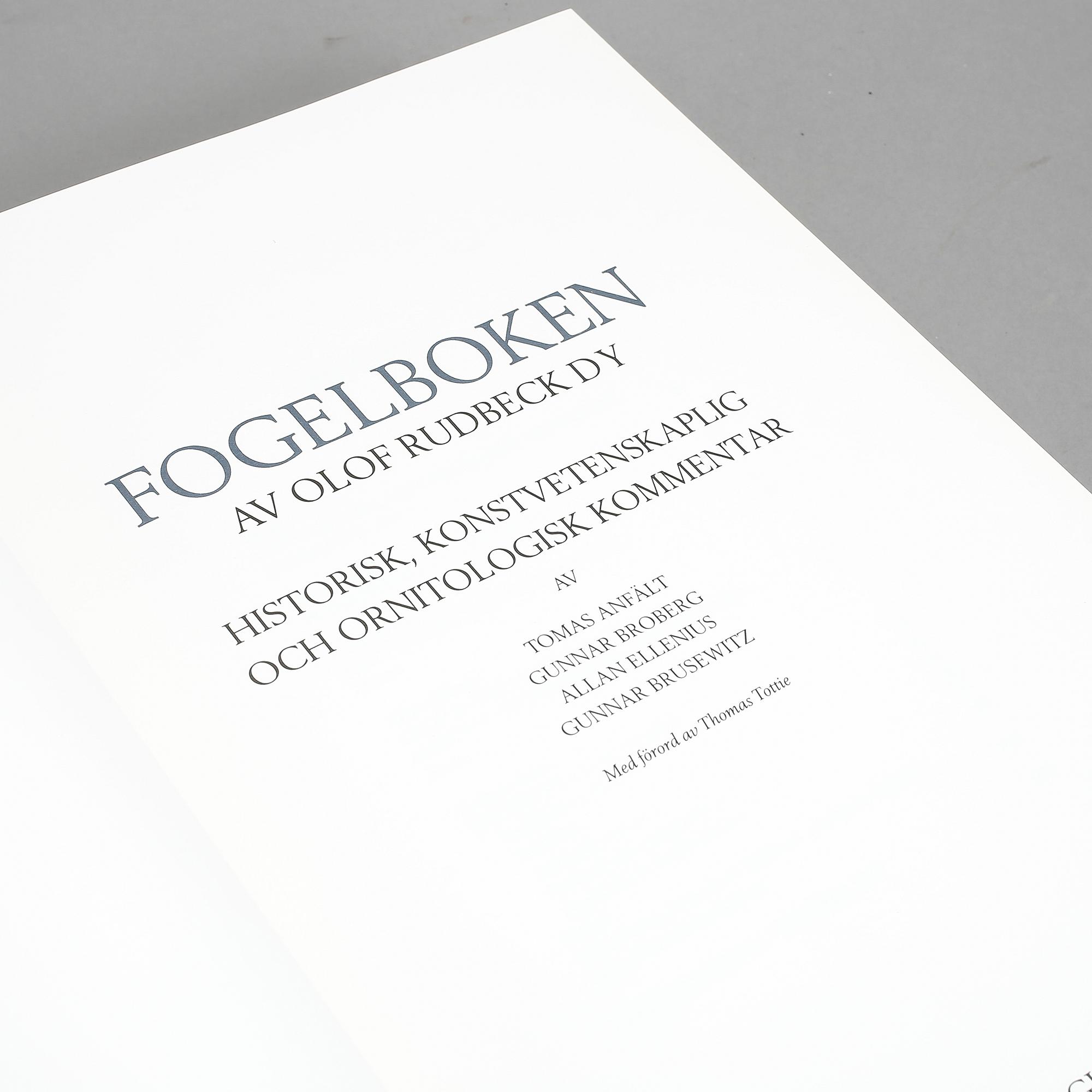 BOK, 2 band, "Fogelboken", Olof Rudbeck dy, René Coeckelberghs Bokförlag, 1985. Nr 999.