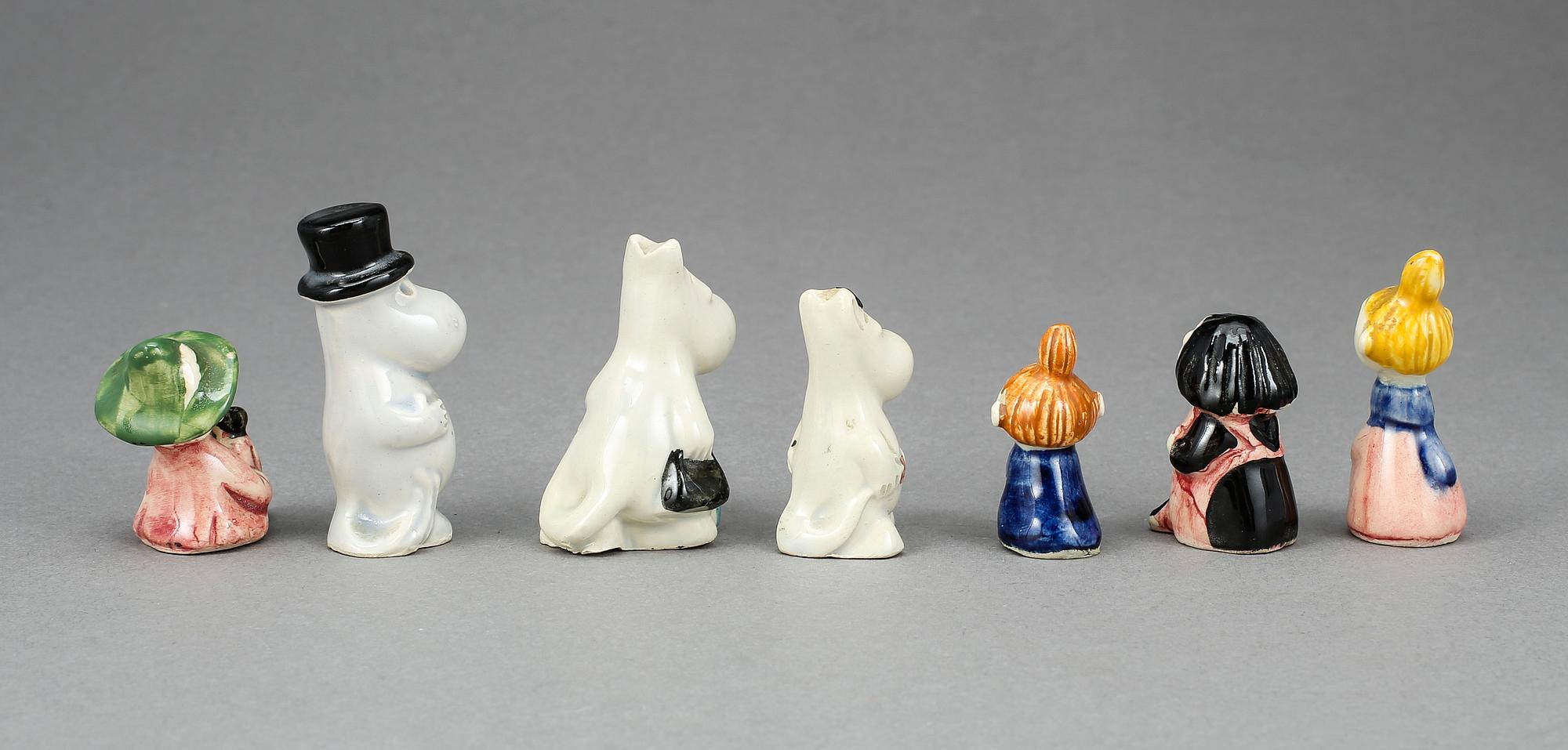 FIGURINER, 7 st, keramik, Signe Hammarsten-Jansson, Arabia, 1950-tal.