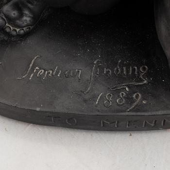 Stephan Sinding, after, a basalt sculpture, "To mennesker", 20th century.