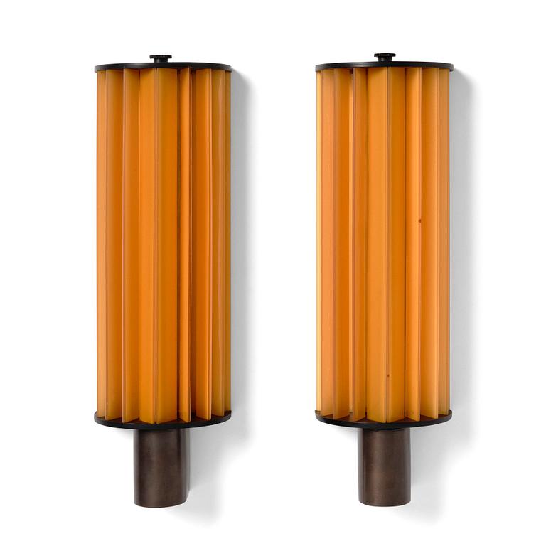 Poul Henningsen, a pair of 'Elongated (Langlyslampen)' wall lights, Louis Poulsen, Denmark post 1934.