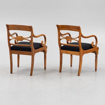 A pair of Empire armchairs, mid 19th century.