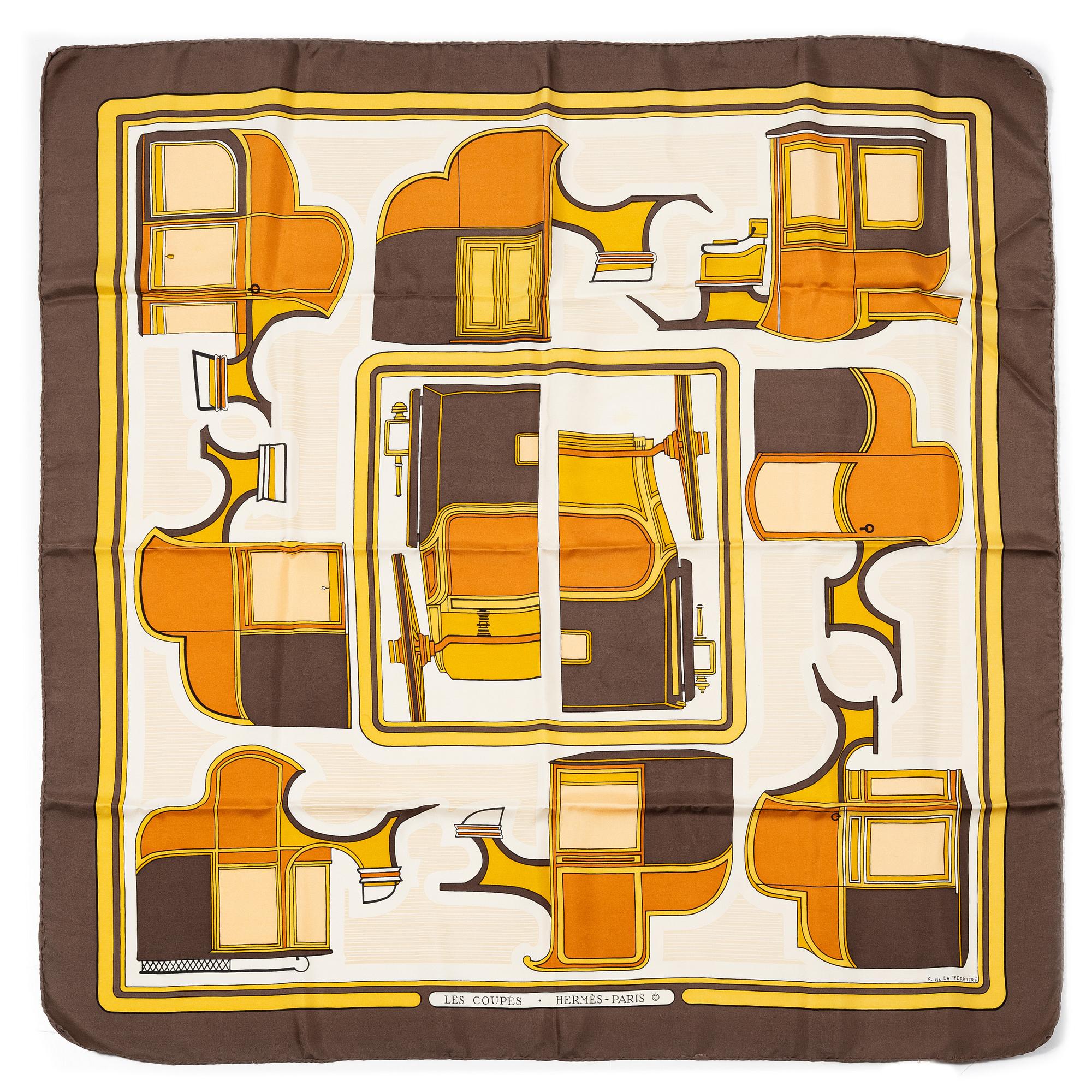 Hermès, two scarves "Les Coupés" and "Perspective".