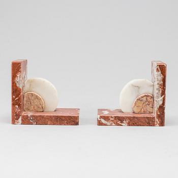 A pair of art déco marble book ends.