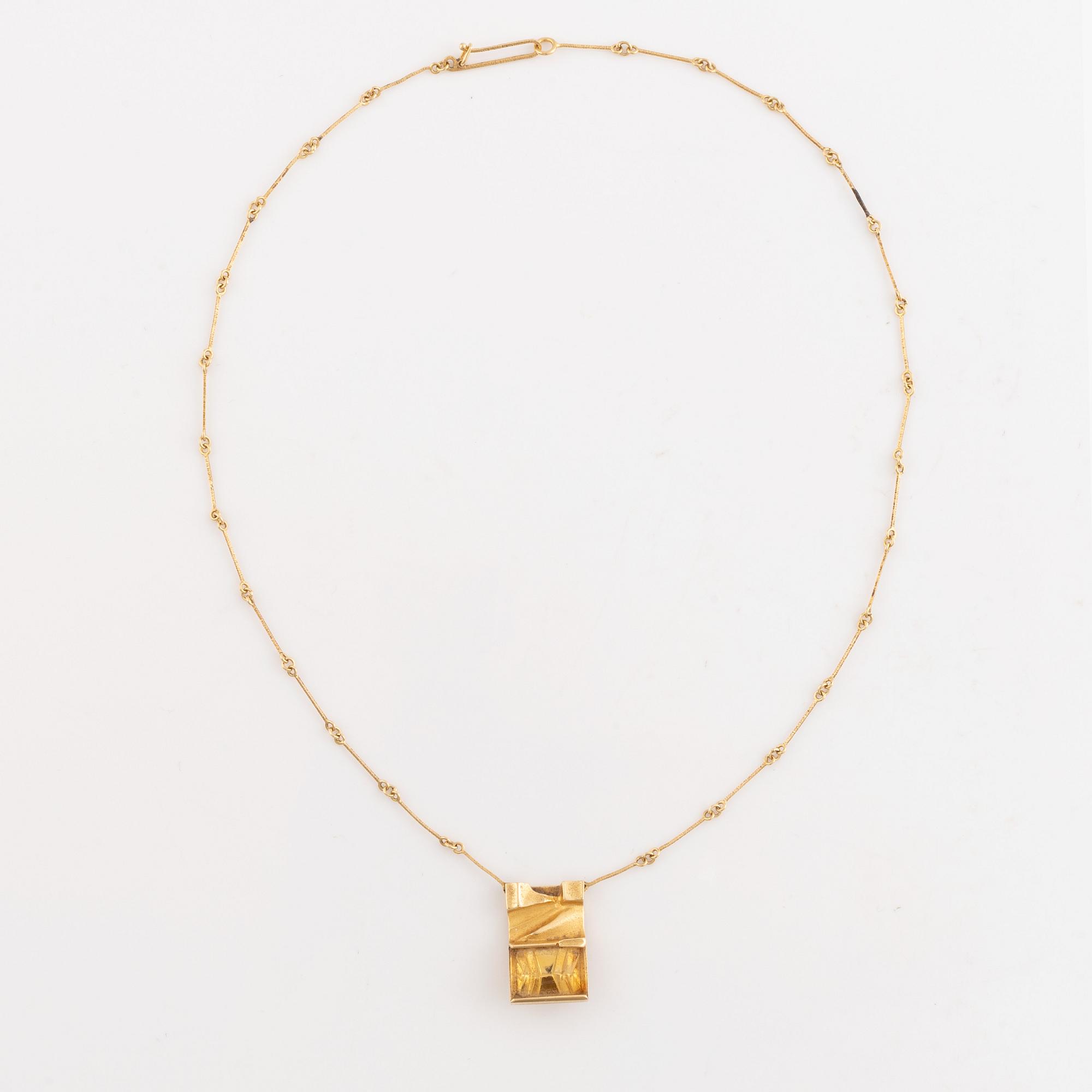Björn Weckström, collier "Luxa", 18K gold and citrine. Lapponia.