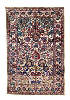 860. SEMI-ANTIQUE SILK KASHAN SOUF (in relief). 202 x 130 cm.