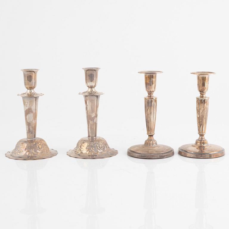 Two paird of silver candel sticks, GAB, 1951 and C.G.Hallberg, 1956, Sweden.