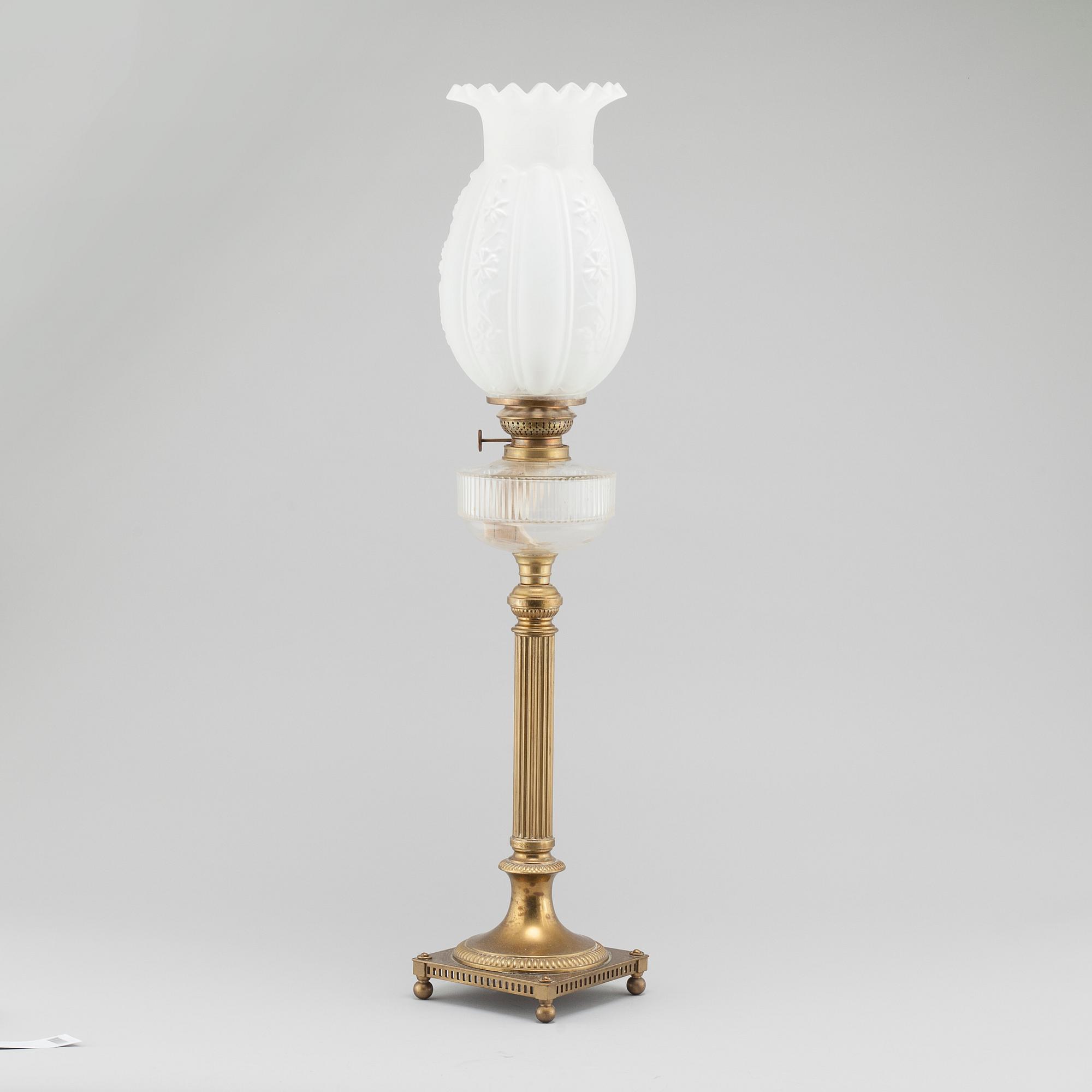 A paraffin lamp by Arvid Böhlmark in Stockholm, made around year 1900.