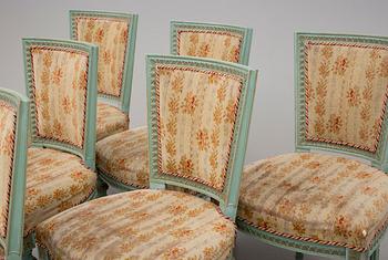 SOFFA och  STOLAR 6 st, gustaviansk stil, 1900-tal.