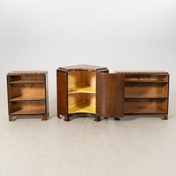 Corner bookcase three dlr 1940s.