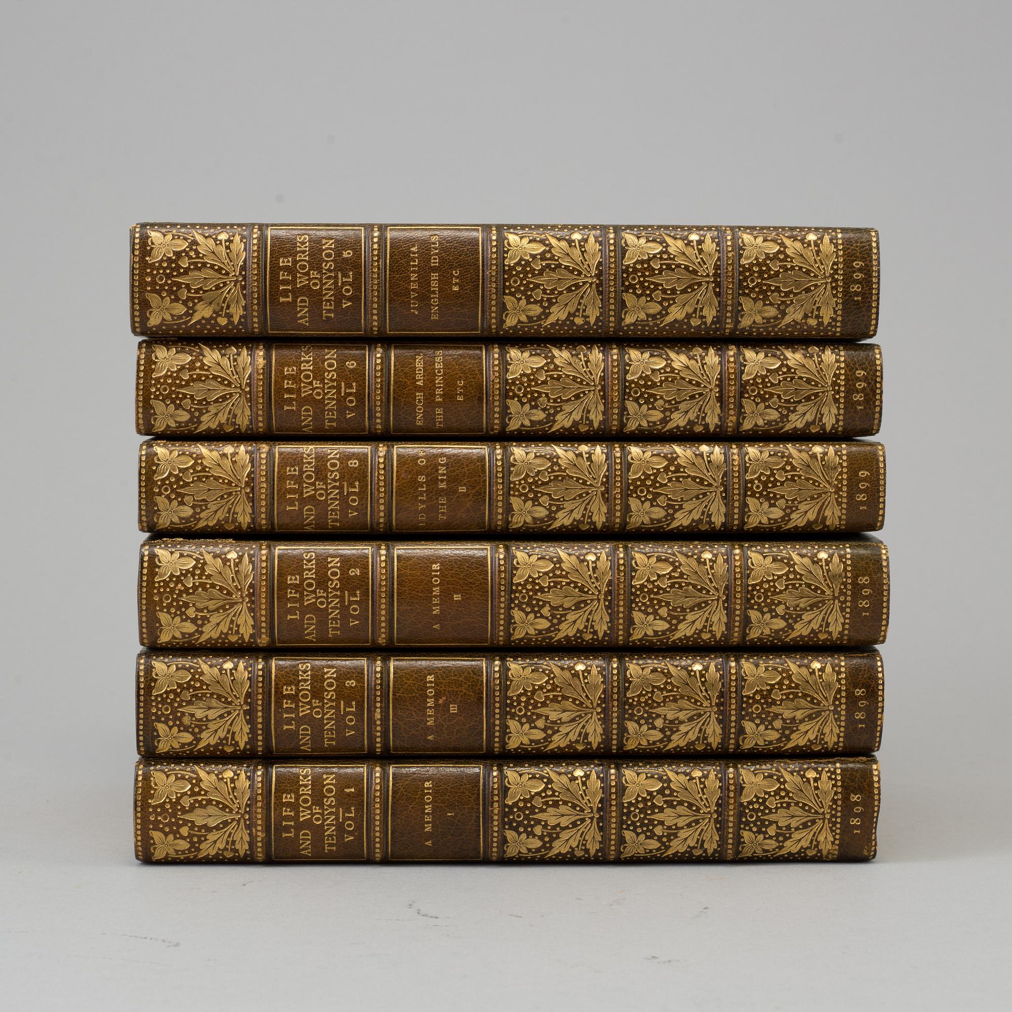 A set of 12 books,  "Life and works of Tennyson", Alfred Lord Tennyson a Memoir by his son. 1898-1899.