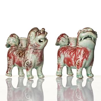 A pair of joss stick/candle holders, Qing dynasty, 18th century.