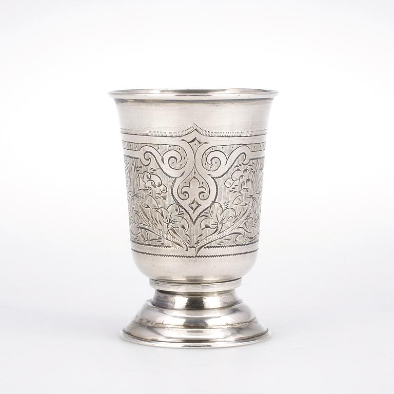 BÄGARE, silver, troligen Victor Vasilyevich Savinsky, Moskva, 1874, vikt ca 72 gram.