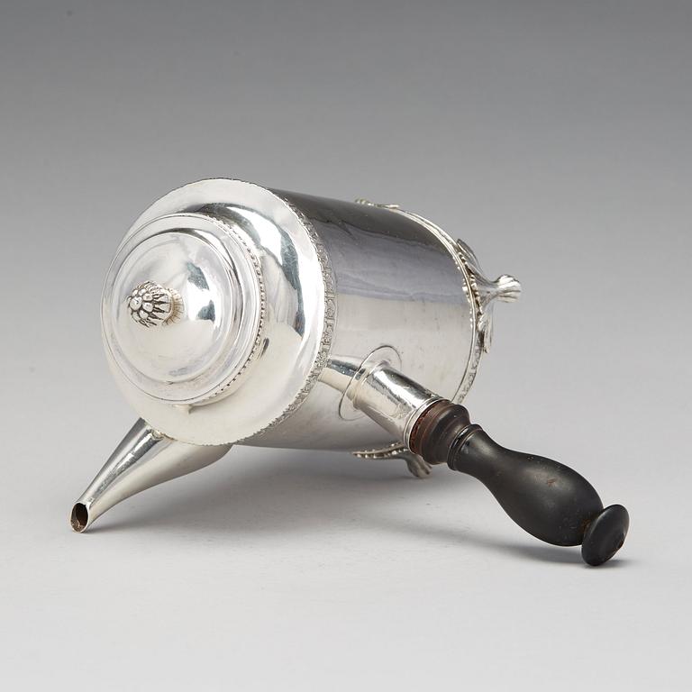 Johan Abraham Hallard, kaffekanna, silver, Stockholm 1788. Gustaviansk.