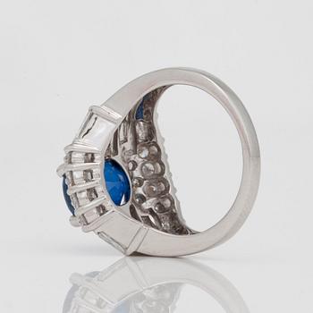 An unheated 4.02 ct sapphire and diamond ring.