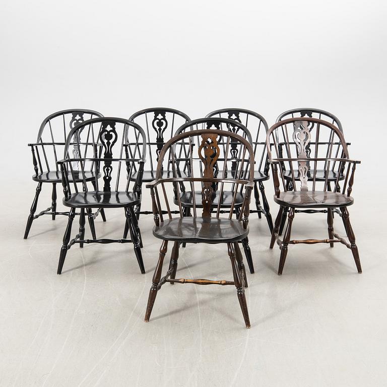 Chairs, 6 + 2, Windsor model, Gemla.