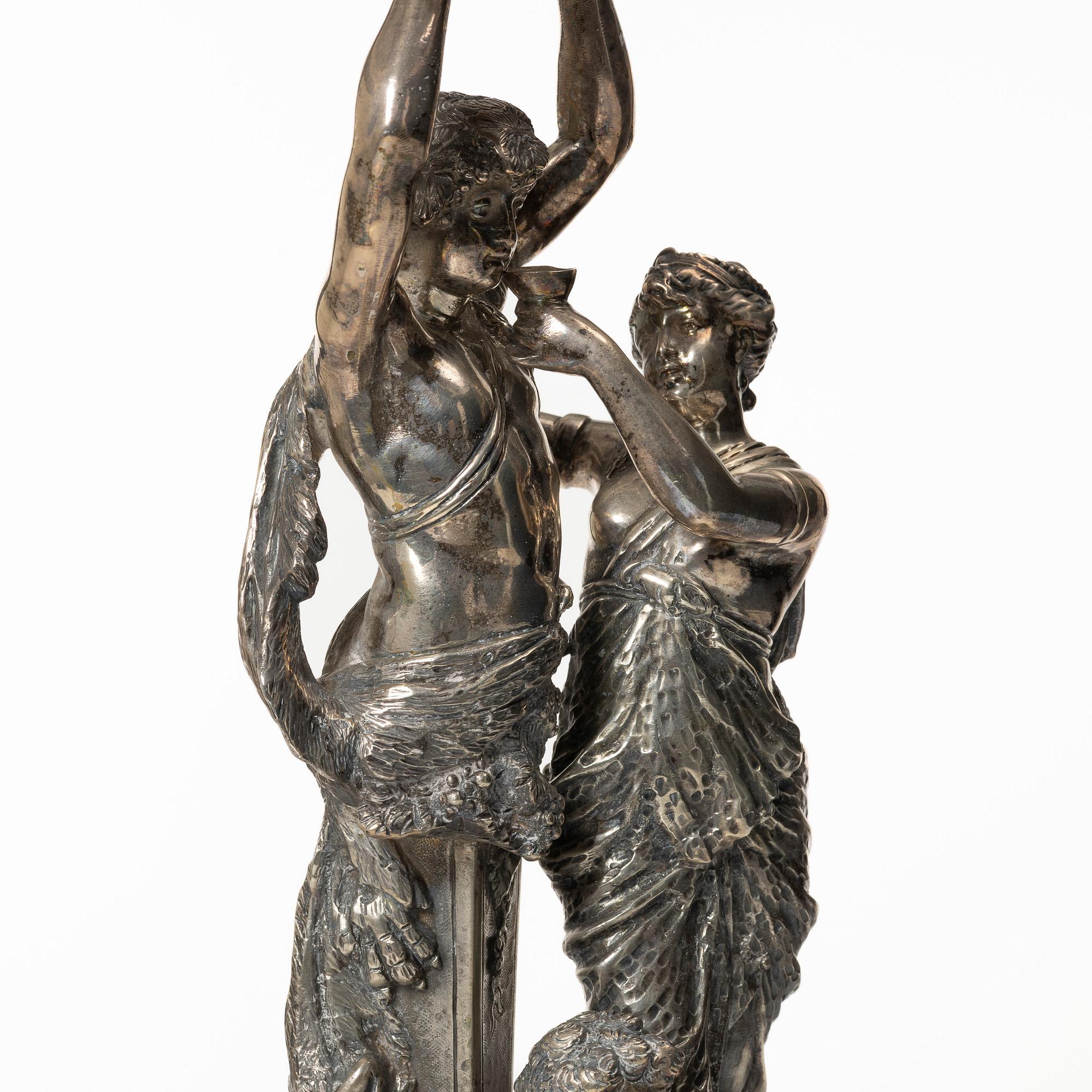 A silver and glass Rococo style centerpiece, Lale Silverware & Co Ltd, Istanbul, Turkey, 20th century.