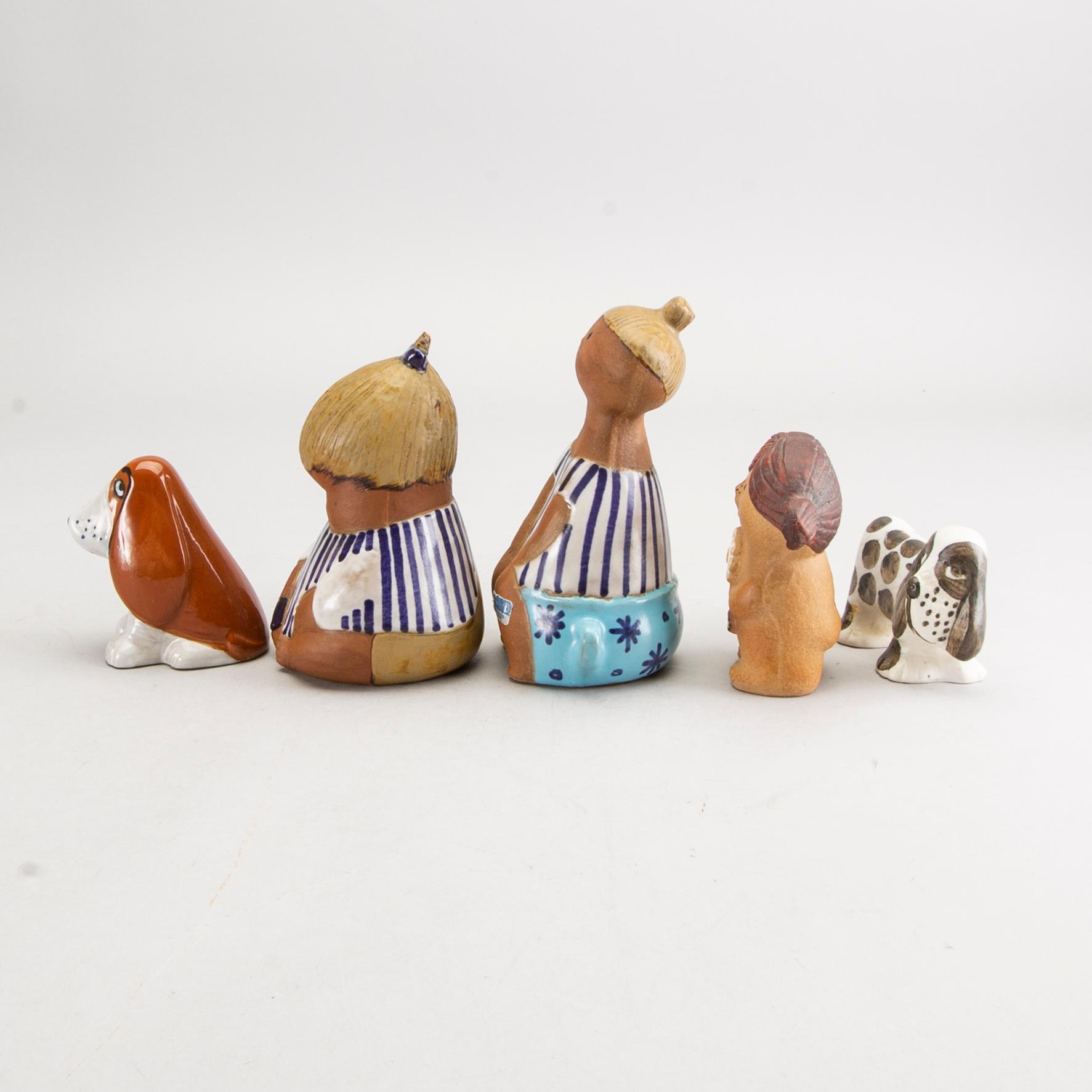 LISA LARSON, 5 figuriner, Gustavsberg.