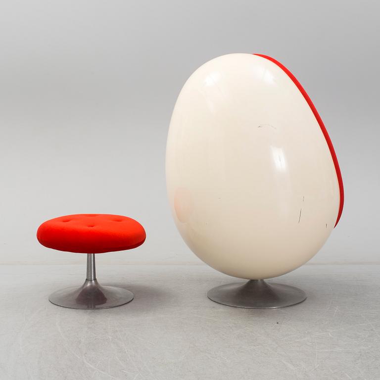 A Henrik Thor-Larsen "Ovalia" easy chair and stool, Torlan, Staffanstorp, Sweden 1960-70's.