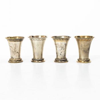 Ten Swedish silver beakers, mark of KG Markströms, Uppsala 1901-1908.