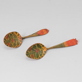 two wooden spoons from the 19th century.