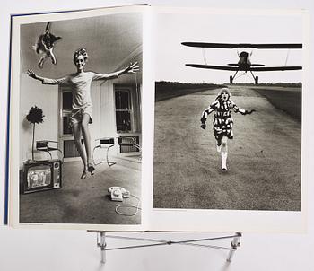 Helmut Newton, Signed book published by Taschen, Monte Carlo, 1999, ed 10000, with a metal table.
